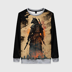 Свитшот женский Самурай на бежевом фоне, цвет: 3D-меланж