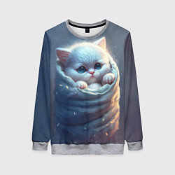 Свитшот женский Котик в мешке, цвет: 3D-меланж