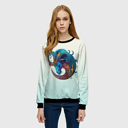 Свитшот женский Козерог на приятном светлом фоне, цвет: 3D-черный — фото 2