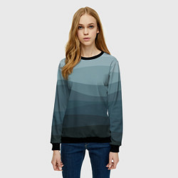 Свитшот женский Бирюзовые волны, цвет: 3D-черный — фото 2