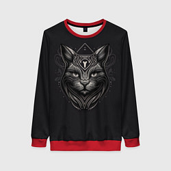 Свитшот женский Чёрный готический кот, цвет: 3D-красный