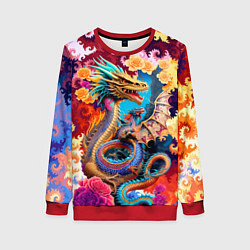 Свитшот женский Japan dragon - irezumi - tattoo - art, цвет: 3D-красный