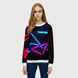 Свитшот женский Неоновые фигуры ночь, цвет: 3D-белый — фото 2