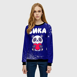Свитшот женский Вика панда с сердечком, цвет: 3D-черный — фото 2