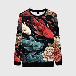 Женский свитшот Узор с японскими карпами кои