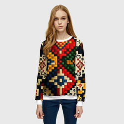 Свитшот женский Русский узор крестиком, цвет: 3D-белый — фото 2