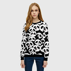 Свитшот женский Весёлые панды, цвет: 3D-черный — фото 2