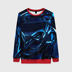 Свитшот женский Фрактальный узор волны, цвет: 3D-красный