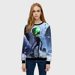 Свитшот женский Alien during a space storm, цвет: 3D-черный — фото 2