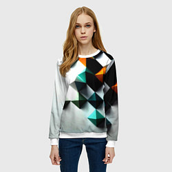 Свитшот женский Кубики текстура, цвет: 3D-белый — фото 2