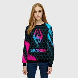 Свитшот женский Skyrim - neon gradient, цвет: 3D-черный — фото 2