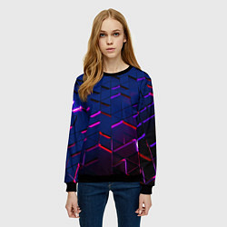Свитшот женский Неоновые треугольники с подсветкой, цвет: 3D-черный — фото 2