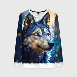 Женский свитшот Волк на синем фоне