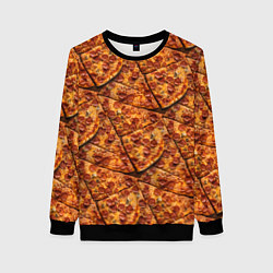 Свитшот женский Сочная текстура из кусков пиццы, цвет: 3D-черный