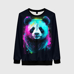 Свитшот женский Панда в неоновых красках, цвет: 3D-черный