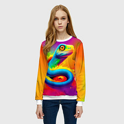 Свитшот женский Змейка в красках, цвет: 3D-белый — фото 2