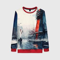 Женский свитшот Наш город - коллекция Бело-сине-красный - Хуф и Ся