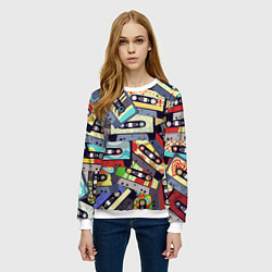 Свитшот женский Касеты 80-е, цвет: 3D-белый — фото 2