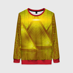Свитшот женский Золотые пирамиды и треугольники, цвет: 3D-красный