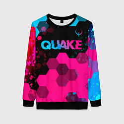 Свитшот женский Quake - neon gradient: символ сверху, цвет: 3D-черный