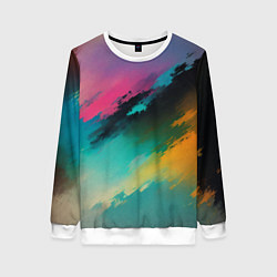 Свитшот женский Абстрактный туман, цвет: 3D-белый