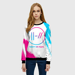 Свитшот женский Twenty One Pilots neon gradient style, цвет: 3D-черный — фото 2