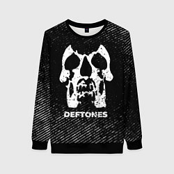 Свитшот женский Deftones с потертостями на темном фоне, цвет: 3D-черный