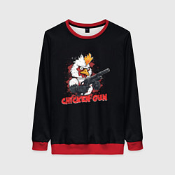 Свитшот женский Chicken gun pew pew, цвет: 3D-красный