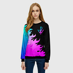 Свитшот женский Powerwolf неоновый огонь, цвет: 3D-черный — фото 2