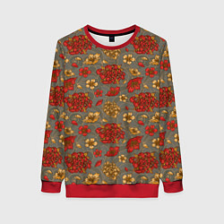 Свитшот женский Японские цветы-пионы, цвет: 3D-красный