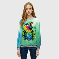 Свитшот женский Разноцветный попугай, цвет: 3D-меланж — фото 2