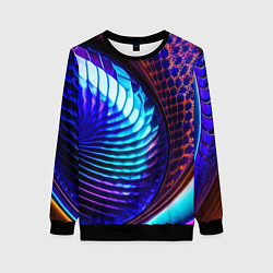 Свитшот женский Неоновый водоворот, цвет: 3D-черный