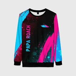 Свитшот женский Papa Roach - neon gradient: надпись, символ, цвет: 3D-черный