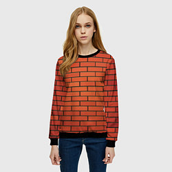 Свитшот женский Кирпичная стена, цвет: 3D-черный — фото 2