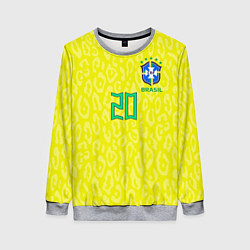 Свитшот женский Винисиус Жуниор ЧМ 2022 сборная Бразилии домашняя, цвет: 3D-меланж