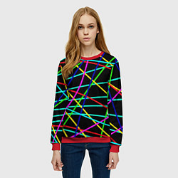 Свитшот женский Яркие полосы абстракция, цвет: 3D-красный — фото 2