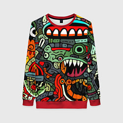 Женский свитшот Монстры в зеленом и оранжевом - нейросеть