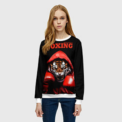 Свитшот женский Boxing tiger, цвет: 3D-белый — фото 2