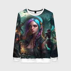 Свитшот женский Jinx art Arcane League of Legends, цвет: 3D-белый