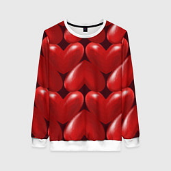 Свитшот женский Red hearts, цвет: 3D-белый