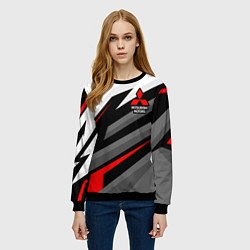 Свитшот женский Mitsubishi motors - красная линия, цвет: 3D-черный — фото 2