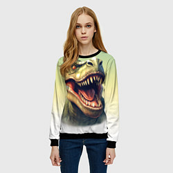 Свитшот женский Острые зубы тиранозавра Рекса, цвет: 3D-черный — фото 2