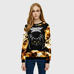 Свитшот женский Babymetal рок кот и огонь, цвет: 3D-черный — фото 2
