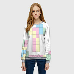 Свитшот женский Тетрис буква т падающие блоки, цвет: 3D-меланж — фото 2