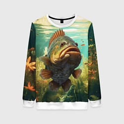 Свитшот женский Карп в озере, цвет: 3D-белый
