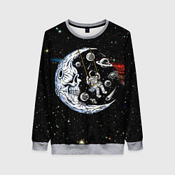 Свитшот женский Космические качели - череп, цвет: 3D-меланж
