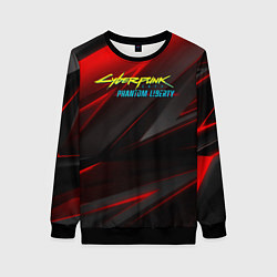 Свитшот женский Cyberpunk 2077 phantom liberty red black logo, цвет: 3D-черный