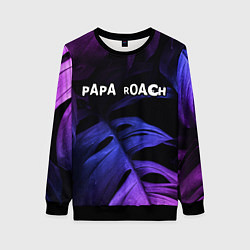 Свитшот женский Papa Roach neon monstera, цвет: 3D-черный