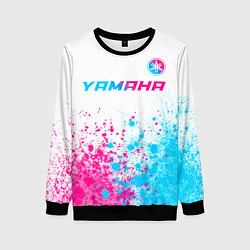 Свитшот женский Yamaha neon gradient style: символ сверху, цвет: 3D-черный