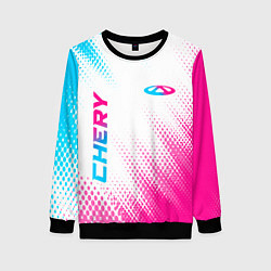 Свитшот женский Chery neon gradient style: надпись, символ, цвет: 3D-черный